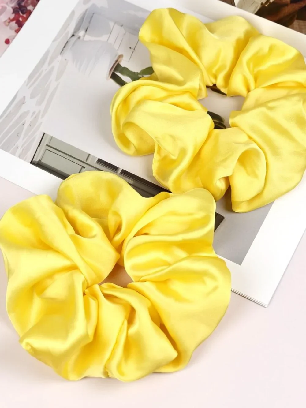Oversized Satin Scrunchies for Women - 2 Pack Extra Large Hair Ties Accessories,
